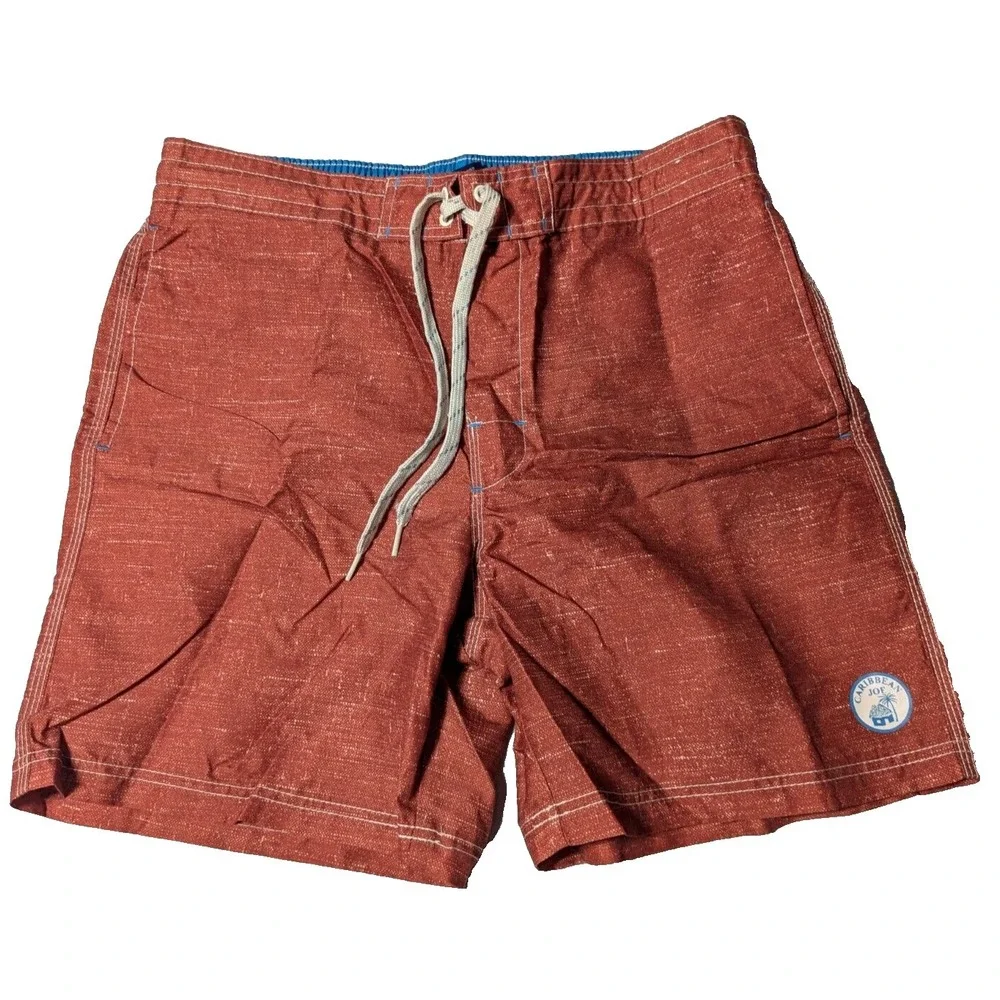 CARIBBEAN JOE Men Large Burnt Brown‎ Built In Brief Drawstring 7